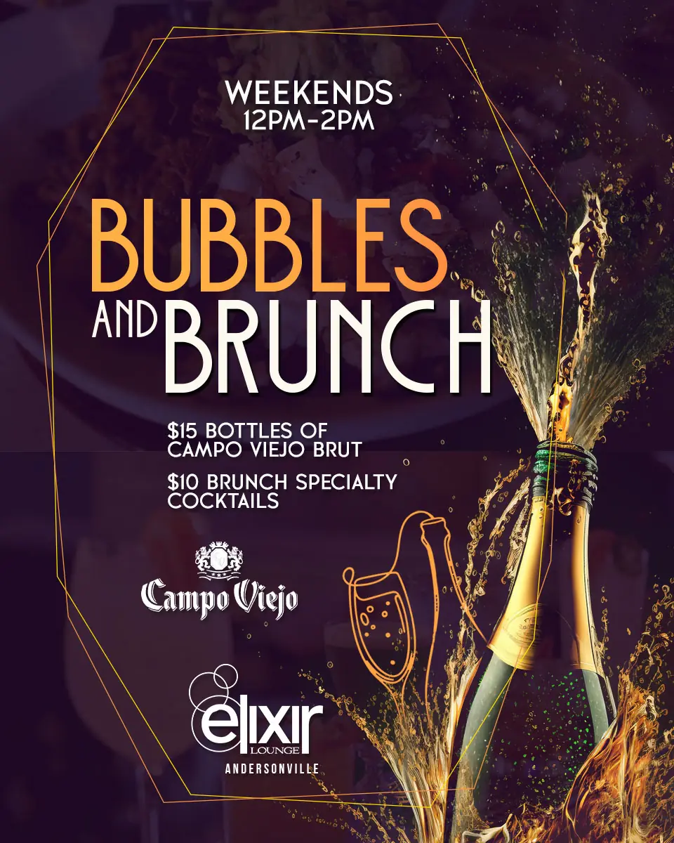 Bubbles & Brunch at Elixir Andersonville — Weekend brunch featuring Campo Viejo Brut champagne bottles and brunch specialty cocktails.