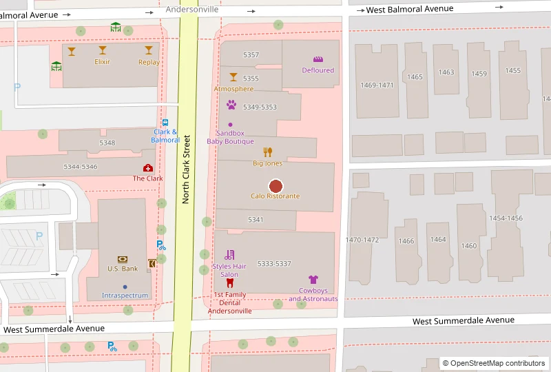 Calo Ristorante on a map of 5343 N Clark St, Chicago, IL 60640