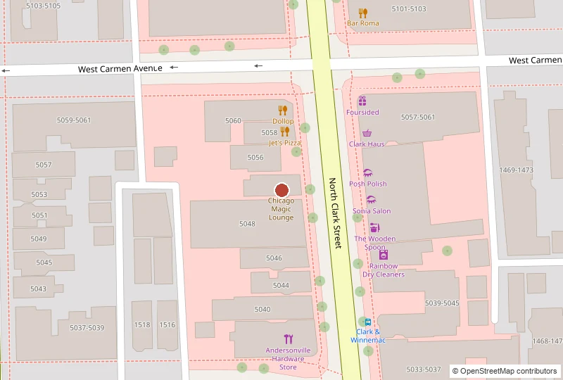 Chicago Magic Lounge on a map of 5050 North Clark Street, Chicago, IL 60640