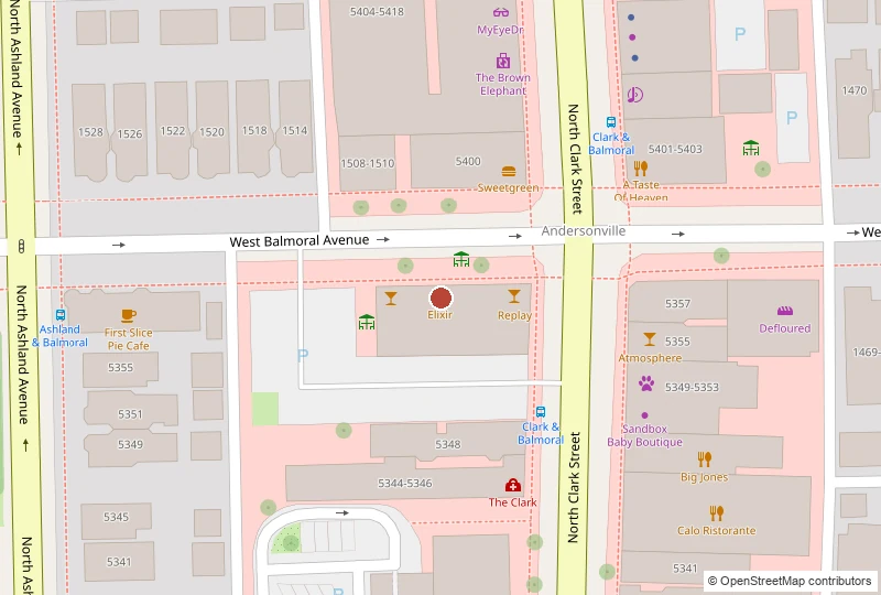 Elixir Andersonville on a map of 1509 W Balmoral Ave, Chicago, IL 60640