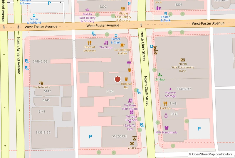Hopleaf Bar on a map of 5148 N Clark St, Chicago, IL 60640