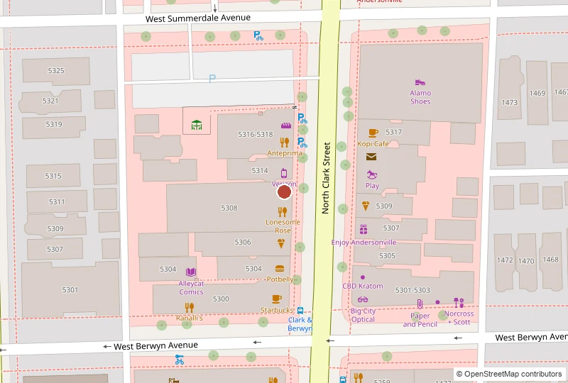 Lonesome Rose on a map of 5310 N Clark St, Chicago, IL 60640