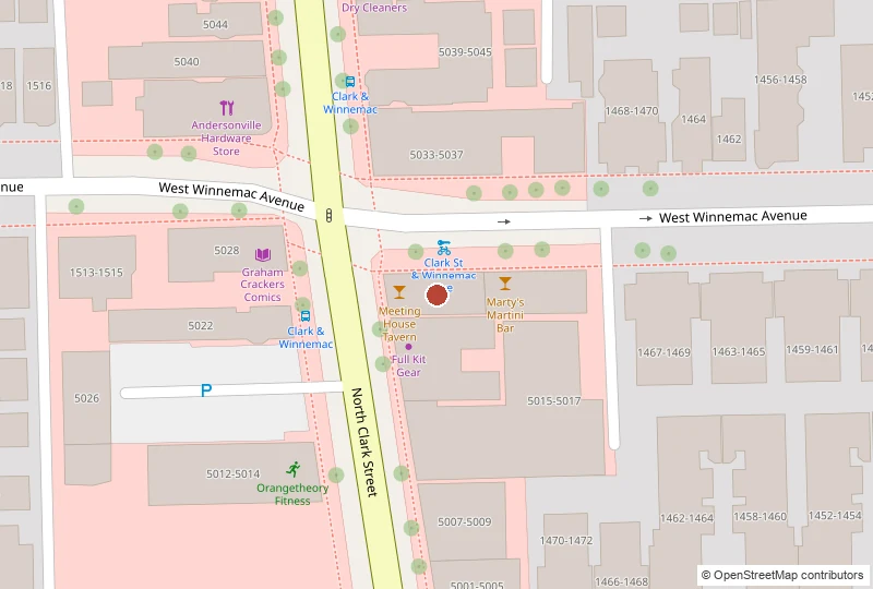 Meeting House Tavern on a map of 5025 N. Clark St., Chicago, IL 60640