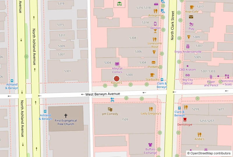 Ranalli's of Andersonville on a map of 1512 W Berwyn Ave, Chicago, IL 60640