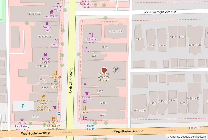 Swedish American Museum on a map of 5211 N Clark St, Chicago, IL 60640