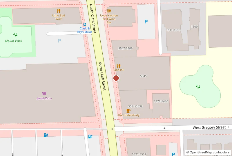 Uvae Kitchen & Wine Bar on a map of 5553 N Clark St, Chicago, IL 60640