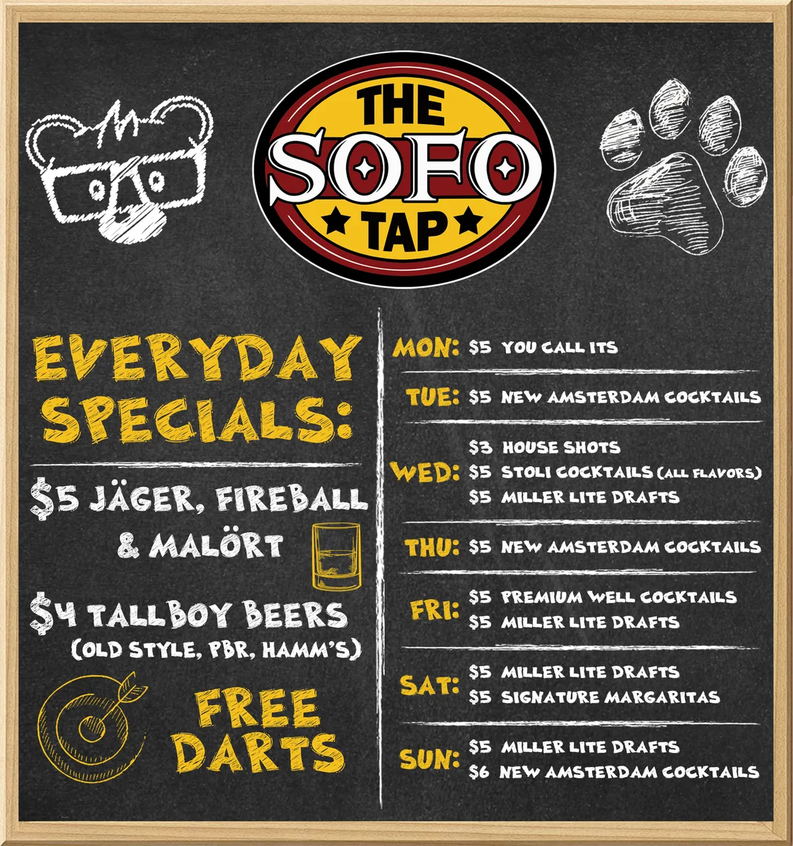 Friday Specials at The SoFo Tap — $5 Premium Well cocktails and $5 Miller Lite drafts every Friday.